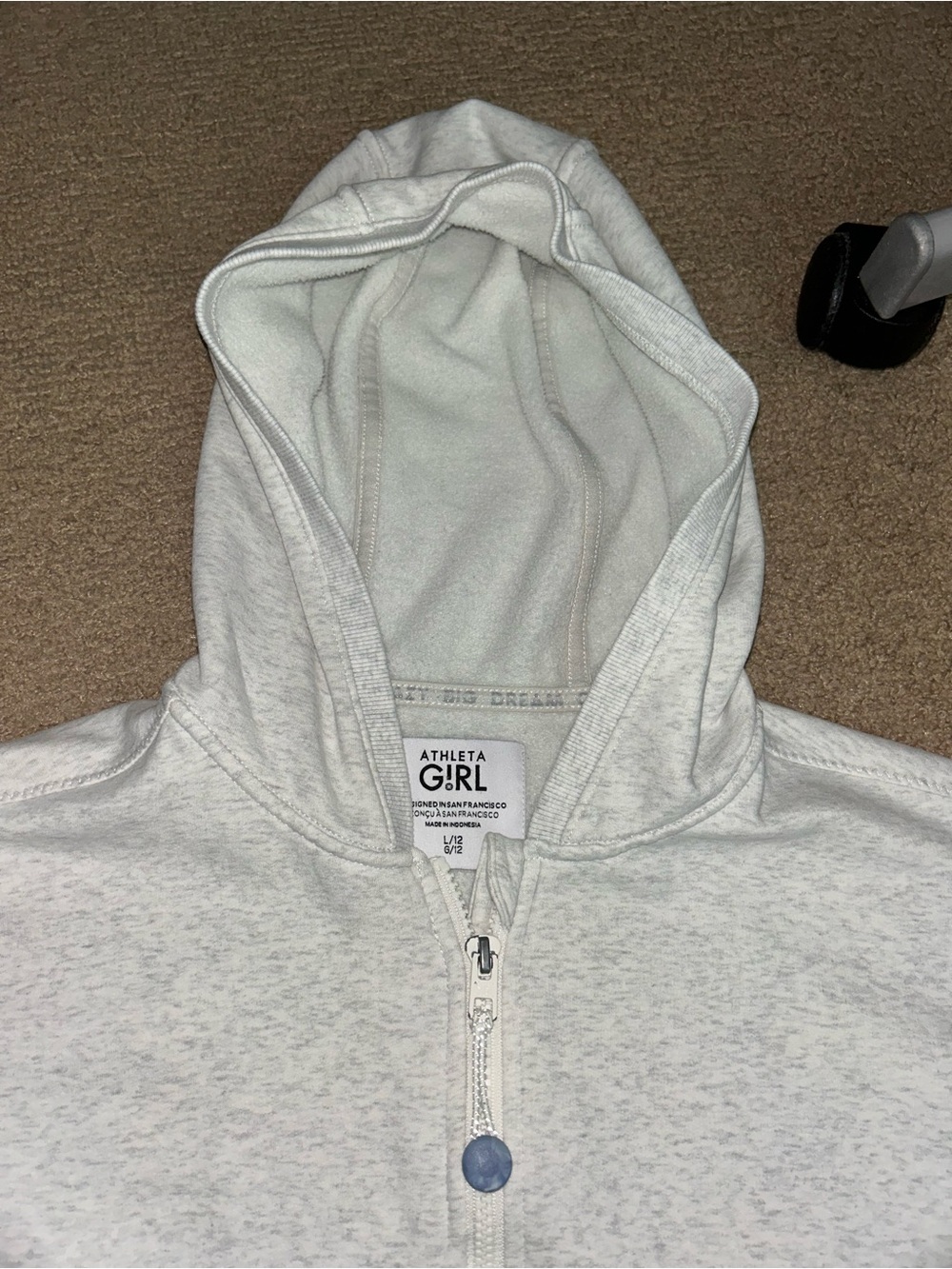 Athleta Heather Light Gray Girls Zip Hoodie - Picture 3 of 4